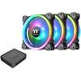 Thermaltake Riing Trio 140mm 16.8 Million RGB Color (Alexa, Razer Chroma) Software Enabled 3 Light Rings 30 Addressable LED 9 Blades Hydraulic Bearing Case/Radiator Fan, 3 Pack, CL-F077-PL14SW-A