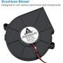 GDSTIME 75mm Blower Fan 2PIN, 75mm x 15mm Cooling Blower Fan, 5V DC Brushless Cooler Fan