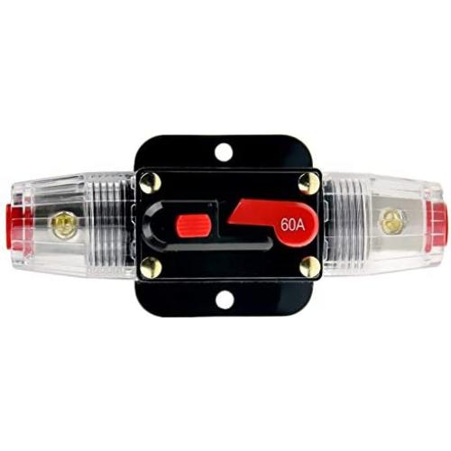 Upeor 60 Amp Breaker Fuse Circuit Breaker with Manual Reset Fuse Holder, Circuit Breaker Switch Waterproof Inline Fuse Inverter for Marine Fuse Block Car Audio System Home Truck (60A)