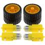 YXQ DC 3V-6V Uniaxial TT Gear Motor with 65mm Dia Robot Wheel for Robot Smart Car, 4-Set
