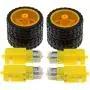 YXQ DC 3V-6V Uniaxial TT Gear Motor with 65mm Dia Robot Wheel for Robot Smart Car, 4-Set