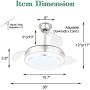 36 Inch Retractable Ceiling Fan with Lights and Remote Control, Modern Ceiling Fan with Retractable Blades, DC Motor, 6 Speed, 3 Light Color Change, 3 Timing Options Brushed Nickel