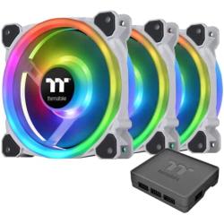 Thermaltake Riing Trio 12 RGB White TT Premium Edition - 3 Pack, 120mm, 3 Independent 16.8 Million Color LED Ring Design, Featuring 30 addressable LEDs, Case/Radiator Fan, CL-F126-PL12SW-A