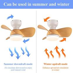 EKIZNSN 22 Modern Small Low Profile Flush Mount Ceiling Fan with Lights Remote Control, 6 Speed DC Motor and 3 Blade Ceiling Fans, White