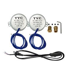 2Pcs Synchronous Motor Synchron Electric Motor Turntable Motor 50/60Hz AC100-127V CCW/CW 4W with 6ft Power Cord Switch Plug for Cup Turner,Tumbler Cup Rotator Guide Motor (15-18RPM)