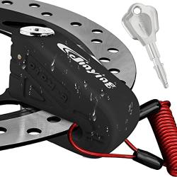 Motorcycle Lock Heavy Duty Reinforce Anti Theft Disc Lock, Bike Scooter,Motorcycles Disc Brake,Push to Lock,Anti-Theft Key,5FT Reminder Cable. (Black)