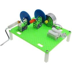 Hand Crank Generator Kit, Two Stage Acceleration Hand Crank Generator Accessories Physical Experiment Educational Toy Student DIY Invention for Kids Age 7 14