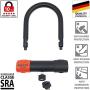 KRASER KR120S Anti-Theft U Lock Diameter 18 mm Homologated SRA Approved Heavy Duty Motorcycle Scooter Bicycle Lock Bike Lock With Key 120 x 125 Black and Orange