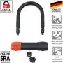 KRASER KR120S Anti-Theft U Lock Diameter 18 mm Homologated SRA Approved Heavy Duty Motorcycle Scooter Bicycle Lock Bike Lock With Key 120 x 125 Black and Orange