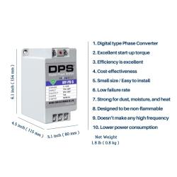 Myung Youn Electronics Single Phase to 3 Converter, My-PS-5 Model, Suitable for 3HP(2.2Kw) 9 Amp 200-240V Motor, Only One Motor Should DPS Be Used, Input/Output 200V-240V, Digital Type MY-PS-5-N-1