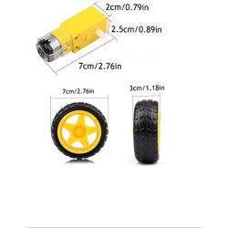 DC Electric Motor 3-6V Dual Shaft Gear Motor TT Motor with Plastic Tire/Wheel, 40pin Male to Female Multicolored Wire,Motor Support/Bracket,Motor Drive Controller (Dual Shaft/Biaxial)