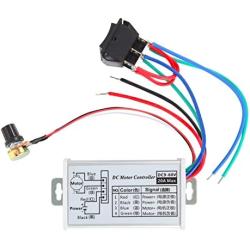 PWM DC Motor Speed Controller, DC 9V-60V & 20A Max Brush Motor Stepless Speed Controller with Forward-Brake-Reverse Switch & Ajustable Potentiometer