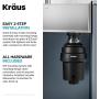 Kraus KWD100-100MBL WasteGuard 1 HP Continuous Feed Garbage Disposal with Ultra-Quiet Motor for Kitchen Sinks with Power Cord and Flange Included, 16 1/2 inch, Black