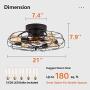 DIDER 21 Low Profile Caged Ceiling Fan with Lights Remote Control, Include Bulbs, Farmhouse Bladeless Ceiling Fan with Light, Bedroom Fan, Small Industrial Black Ceiling Light Fixture
