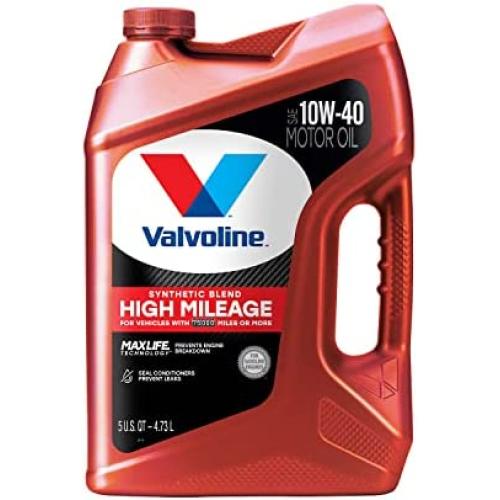 Valvoline High Mileage with MaxLife Technology SAE 10W-40 Synthetic Blend Motor Oil 5 QT (Packaging May Vary)