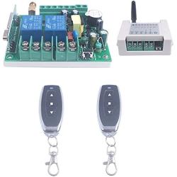 Mangood AC 85V 110V 120V 220V 250V 2 Channel Motor Forwards and Reverse Remote Switch Motor Remote Control 433MHz Wireless Switch Transmitter with Receiver Learning Code (Black 2X Control 433Mhz)