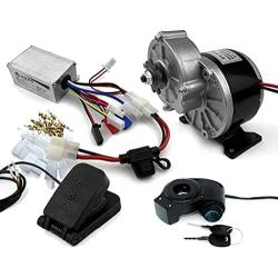 L-faster 250W Brush Gear Bike Motor with Electric Brush Controller and Foot Pedal Accelerator Key Switch Voltmeter