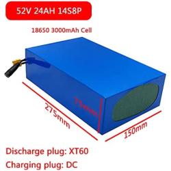 Wnicek 52V 20.8Ah 24Ah E-Bike Battery Pack Customizable Lithium Battery 14S 8P Cell Pack Suitable for 200W-1500W Motor Used for Electric Scooters Tricycles with Charger