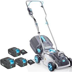 Cordless Lawn Mower, 15 Inch Lightweight Lawn Mower, 3x40V Lithium-ion Lawnmower w/Brushless Motor, 5 Cutting Heights Adjustable -Low Noise 2 in 1 Push Mower