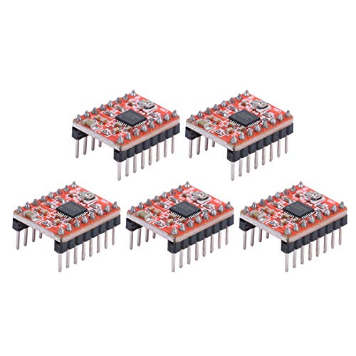5Pcs A4988 Stepper Motor Driver Module with 5Pcs Aluminum Heat Sink Accessories for Printer and CNC Machine