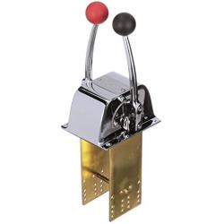 Seachoice Twin Lever Control, Chrome-Plated Brass, Red and Black Knobs, 8-5/16 In. Tall