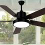 Ghicc Ceiling Fan with light, Black Ceiling Fan with Remote Control for Outdoor and Indoor - Reversible Silent DC Motor and Matte Black ,52-Inch