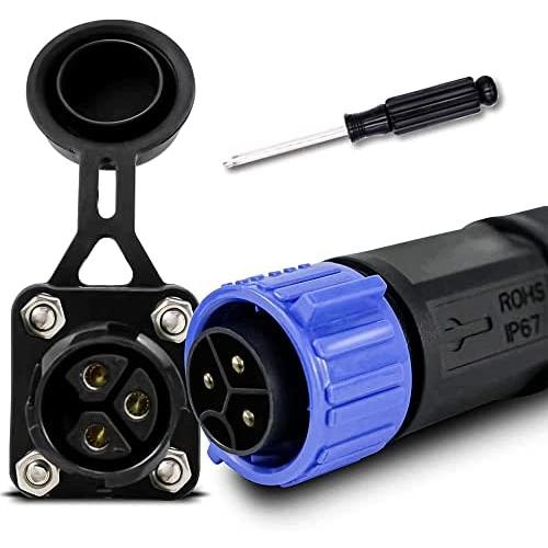 3 Pin 50 Amp Trolling Motor Plug Receptacle Set,Safe Marine Boat DC Power Connector,Waterproof Connector for Motor,Waterproof Plug Receptical for Trolling Motor/Down Rigger/Fishing Reel (blue)