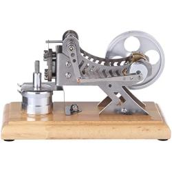 Teerwere Stirling Engine Motor Solid Wood Baseplate DIY All-Metal Vacuum Stirling Engine Stem Steam Model Set DIY Science (Color : Silver, Size : One Size)