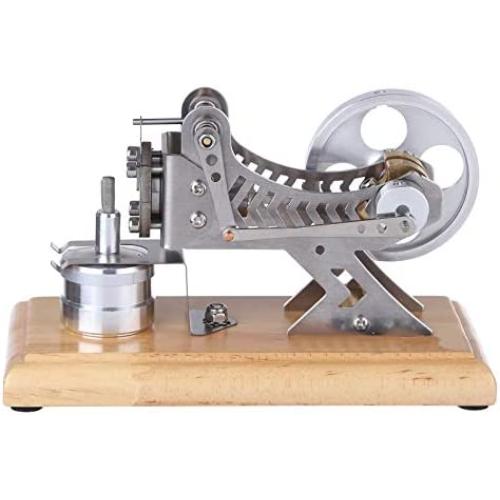 Teerwere Stirling Engine Motor Solid Wood Baseplate DIY All-Metal Vacuum Stirling Engine Stem Steam Model Set DIY Science (Color : Silver, Size : One Size)
