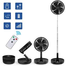 Primevolve 8.7 inch Battery Operated Fan for Bedroom with Remote, Rechargeable Portable USB Fan with Adjustable Height for Camping Tent Travel Black