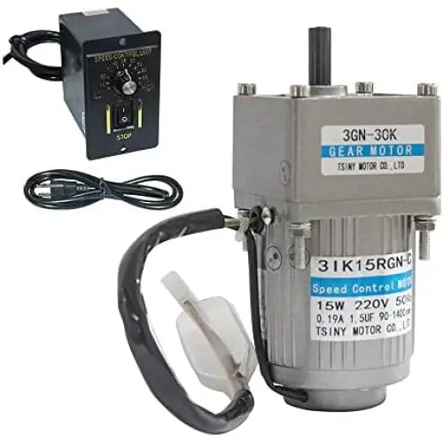 Bemonoc 15W 220V 50/60HZ Low Rpm 15rpm High Torque AC Gear Reducer Motor & AC Speed Controller Kits CW CCW for Production Line