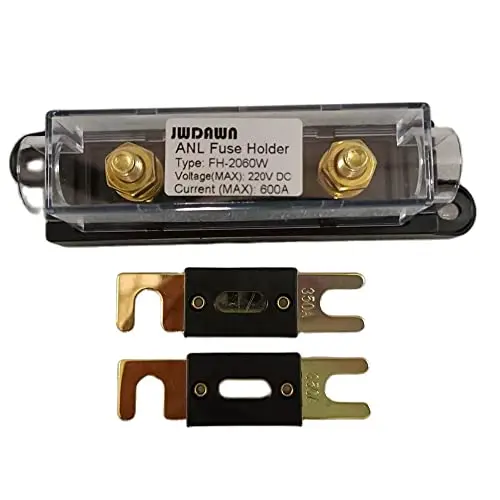 JWDAWN 1Pc ANL Fuse Holder +2Pcs Bolt On Stud ANL Fuse 350A 350 Amp for Golf Cart Electric Forklift Vehicle Material Handling Truck Motor Controller Battery Charger Scissor Lifts Boat Accessories