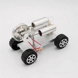 QERNTPEY Stirling Engine Mini Hot Creative Air Stirling Engine Motor Model Educational Toy Car Kits Increase Childrens Knowledge (Color : Silver, Size : One Size)