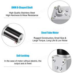 Greartisan DC 12V 30RPM 13.5Kg.cm 8mm Single Shaft Self-Locking Reversible Worm Gear Motor with Cable, High Torque Speed Reduction Motor, Turbine Electric Gearbox Motor