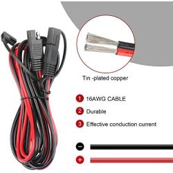 PAEKQ 16AWG SAE Extension Cable 10FT Solar Extension Cable Quick Disconnect Wire Harness 16 Gauge SAE to SAE Heavy Duty Extension Cable forAutomotive Marine Motorcycle Cars RV(10Feet)