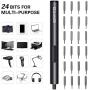 EFFTO Mini Electric Precision Screwdriver Set, 350mAh Lithium Battery Rechargeable Power Screwdriver, with 24 Precision Bits and 3 LED Work Lights, Compact Repair Tool Set for Phone Watch Camera