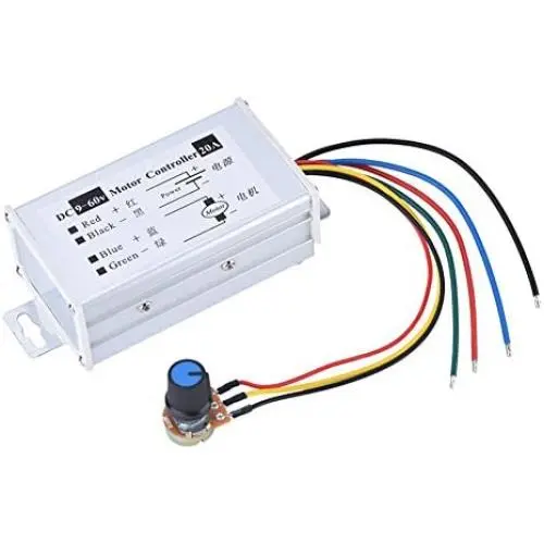 Tangxi PWM DC Motor Speed Controller 9-60V 20A 1200W 25KHz Control Switch Motor Speed Regulator 9V 12V 24V 48V 60V for DC Electric Fan