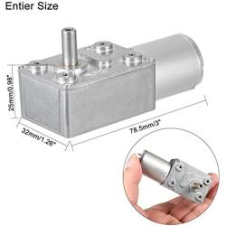 uxcell DC 12V 24-25RPM Worm Gear Motor 6mm Shaft High Torque Turbine Reducer