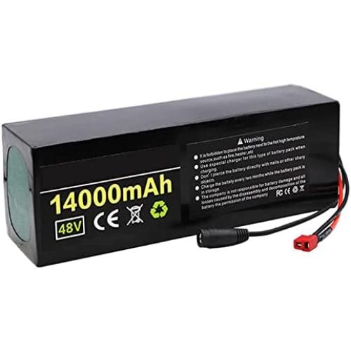 Jieoto E-Bike Battery Pack 48V 14000mAh Electric Bike Lithium Battery Rechargeable Waterproof Battery Pack with 54.6V Charger Fit for 1000W 750W 500W 350W 250W 200W Motor