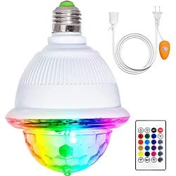 LETOUR Disco Ball Light with Remote Control 9.8Ft E26/E27 Screw Socket Speaker Sound Activated RGB Disco Party Rorate Light Bulb for Party Birthday/Wedding/Pub/Home Use/Xmas/DJ/Dance/KTV