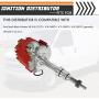 Complete Ignition Distributor For SBF Small Block Ford 260 289 302 5.0 Ignition HEI Distributor with 65K Volt Coil 1030213 PE330U Red Cap