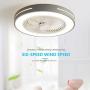 ATELANGE 19.7 In Flush Mount Invisible Ceiling Fan Light With Remote Control 3 Colors 3 Speeds Ceiling Fan With Light Enclosed Bladeless Ceiling Fan Light With Timing Function Pure Copper Motor For Ho