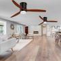 CLUGOJ Low Profile Ceiling Fan Flush Mount Ceiling Fan with Lights Remote Control 52 Outdoor Ceiling Fan 3 Reversible Walnut Wood Blades Noiseless DC Motor