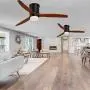 CLUGOJ Low Profile Ceiling Fan Flush Mount Ceiling Fan with Lights Remote Control 52 Outdoor Ceiling Fan 3 Reversible Walnut Wood Blades Noiseless DC Motor