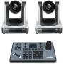 Zowietek PTZ NDI Camera 30X Live Streaming PoE Camera with simultaneous HDMI and 3G-SDI outputs(2pcs) + Zowietek PTZ IP Camera Controller | PTZ Network Keyboard | 4D Joystick (1pcs)