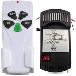 Breeze Bay Universal Ceiling Fan Remote Control and Receiver Kit with dimmer for 3-speed ceiling fan Replacement for Hampton Bay Harbor Breeze Hunter KUJCE9103 CHQ8BT7030T CHQ7030T UC7030T FAN-53T Kit