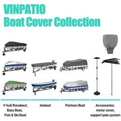 VINPATIO Outboard Motor Cover, 600D Heavy Duty Waterproof Boat Motor Cover Boat Engine Hood Covers- Fit for Motor 15-25 HP