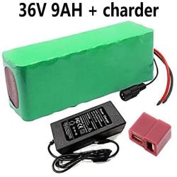 Jieoto E-Bike Lithium Battery Pack 36V 9AH Rechargeable Electric Bicycle Lithium Battery with Charger and BMS, for 250W/350W/500W Electric Bicycle/Scooter Motor