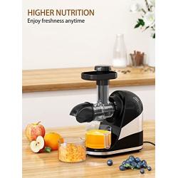 Wamife Slow Masticating Juicer Machine, Cold Press Juicer Extractor, 2 Modes & Reverse Function for High Nutrient Fruit & Vegetable Juice, Quiet Motor, with Cup & Brush(Black)