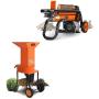 SuperHandy Leaf Mulcher Shredder Electric Green and Waste Management & Log Splitter Electric Portable 6 Ton Ram System 1-3/4eHP 15Amp 1500Watt Motor Horizontal [Bundle Deal]